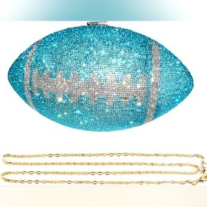 Beautiful Turquoise Blue Rhinestone Football Purse ( more colors available)